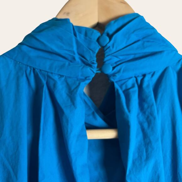 Line + Dot Ocean Blue Ruffled Flounce Poplin Mini Dress Size M - Picture 7 of 11